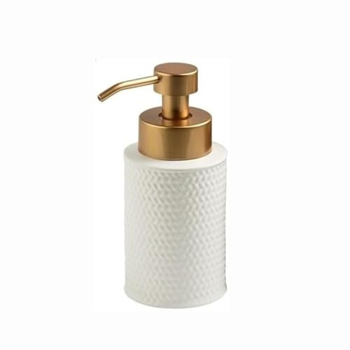 Seifenspender 300 ml Seifenspender aus Keramik for die Küche, nachfüllbare Handseife mit Edelstahlpumpe, Badezimmer-Seifenspender for Spülmittel, Handseife und Lotion Seifenausschütter(Blanc) von JUSKAQZYI