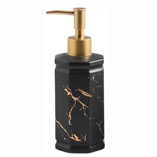 Seifenspender Handseifenspender aus Keramik mit Goldener Pumpe, nachfüllbarer leerer Lotionspender-Flüssigkeitsbehälter Compatible with Badezimmer, Küche, Studentenwohnheim Seifenausschütter(Svart) von JUSKAQZYI