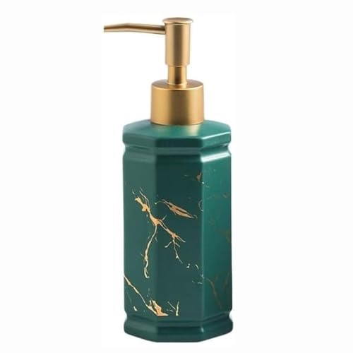 Seifenspender Handseifenspender aus Keramik mit Goldener Pumpe, nachfüllbarer leerer Lotionspender-Flüssigkeitsbehälter Compatible with Badezimmer, Küche, Studentenwohnheim Seifenausschütter(Groen) von JUSKAQZYI
