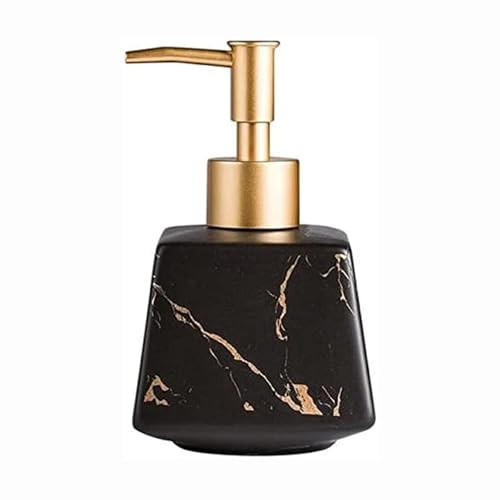 Seifenspender Künstlerischer Seifenspender for Badezimmer, exquisiter wiederaufladbarer quadratischer Gold aus Marmorplatten, der Flaschen mit Lotionspumpe bereitstellt Seifenausschütter(Svart) von JUSKAQZYI