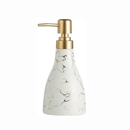 Seifenspender Luxuriöser, modischer Keramik-Handseifenspender, Flasche, Handseife, Duschgel, Shampoo, Spülung, geeignet for Küche und Bad, nachfüllbare Handseifenbox Seifenausschütter(Blanc) von JUSKAQZYI