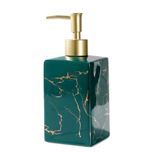 Seifenspender Marmor-Seifenspender, Keramik-Flüssigkeitsspender mit Pumpe Compatible with Badezimmer-Arbeitsplatte und Küche/Büro, nordische Porzellan-Dekorflasche, 15 oz Seifenausschütter(Groen) von JUSKAQZYI
