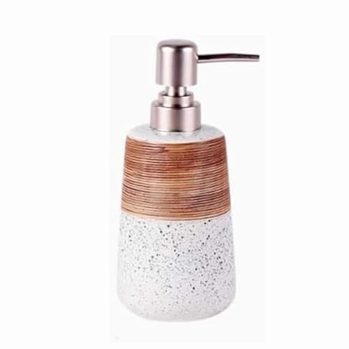 Seifenspender Runder Seifenspender aus Keramik for Badezimmer mit Pumpe, Seifenspender for die Küche zur Abgabe von flüssigem Duschgel und Lotion Seifenausschütter(Blanc) von JUSKAQZYI