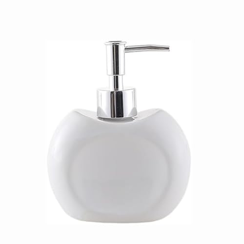 Seifenspender Runder Seifenspender aus Keramik for die Küche, Nachfüllbarer Handseifenspender mit rostfreier Pumpe, Seifenspender Badezimmer for Handseife, Lotion Seifenausschütter(Blanc) von JUSKAQZYI