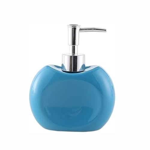 Seifenspender Runder Seifenspender aus Keramik for die Küche, Nachfüllbarer Handseifenspender mit rostfreier Pumpe, Seifenspender Badezimmer for Handseife, Lotion Seifenausschütter(Bleu) von JUSKAQZYI