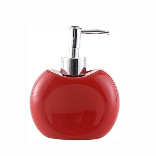Seifenspender Runder Seifenspender aus Keramik for die Küche, Nachfüllbarer Handseifenspender mit rostfreier Pumpe, Seifenspender Badezimmer for Handseife, Lotion Seifenausschütter(Rosso) von JUSKAQZYI