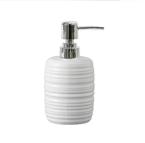 Seifenspender Seifenspender aus Keramik, Seifenpumpenspender aus Keramik, Pumpflasche aus Kunststoff, nachfüllbare Flüssigkeit, geeignet for Badezimmer/Küche Seifenausschütter(Blanc) von JUSKAQZYI
