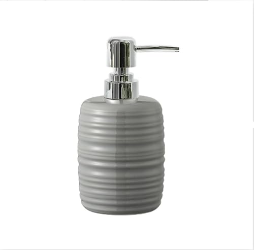 Seifenspender Seifenspender aus Keramik, Seifenpumpenspender aus Keramik, Pumpflasche aus Kunststoff, nachfüllbare Flüssigkeit, geeignet for Badezimmer/Küche Seifenausschütter(Grey) von JUSKAQZYI
