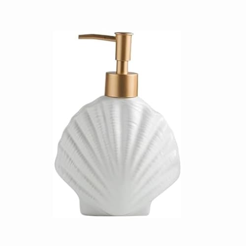 Seifenspender Seifenspender aus Keramik in Seestern-Muschelform for die Küche, weißer Seifenspender for das Badezimmer for Handseife, Lotion Seifenausschütter(Shell Bottle) von JUSKAQZYI
