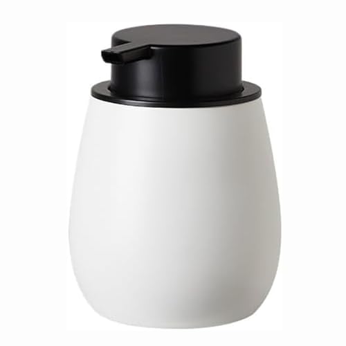 Seifenspender Seifenspender aus Keramik mit ABS-Pumpe, zylindrische Lotionspenderflasche im schlichten Design, for Küche, Badezimmer, Waschraum Seifenausschütter(Blanc,B) von JUSKAQZYI