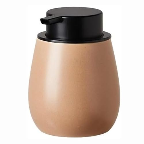 Seifenspender Seifenspender aus Keramik mit ABS-Pumpe, zylindrische Lotionspenderflasche im schlichten Design, for Küche, Badezimmer, Waschraum Seifenausschütter(Bruin,B) von JUSKAQZYI