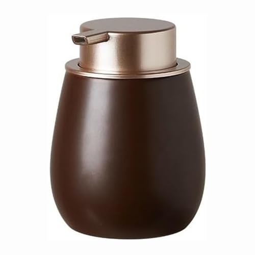 Seifenspender Seifenspender aus Keramik mit ABS-Pumpe, zylindrische Lotionspenderflasche im schlichten Design, for Küche, Badezimmer, Waschraum Seifenausschütter(Dark Brown,A) von JUSKAQZYI