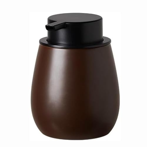 Seifenspender Seifenspender aus Keramik mit ABS-Pumpe, zylindrische Lotionspenderflasche im schlichten Design, for Küche, Badezimmer, Waschraum Seifenausschütter(Dark Brown,B) von JUSKAQZYI