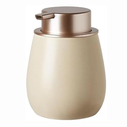 Seifenspender Seifenspender aus Keramik mit ABS-Pumpe, zylindrische Lotionspenderflasche im schlichten Design, for Küche, Badezimmer, Waschraum Seifenausschütter(Light Brown,A) von JUSKAQZYI