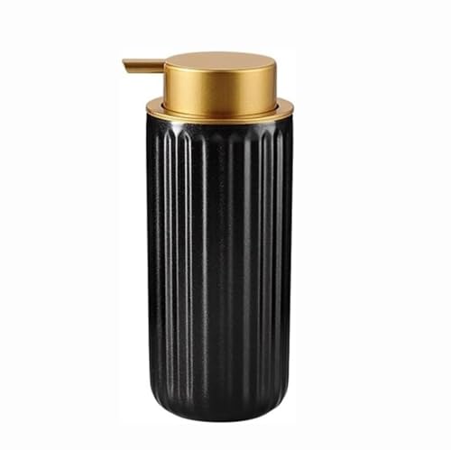 Seifenspender Seifenspender aus Keramik mit Goldener Pumpe, Schwarze vertikale Streifen, Handlotion-Flüssigkeitsspender for Shampoo, Badezimmer, Küche, Flüssigseifenspender Seifenausschütter(L) von JUSKAQZYI