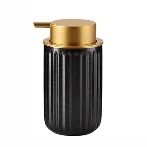 Seifenspender Seifenspender aus Keramik mit Goldener Pumpe, Schwarze vertikale Streifen, Handlotion-Flüssigkeitsspender for Shampoo, Badezimmer, Küche, Flüssigseifenspender Seifenausschütter(S) von JUSKAQZYI