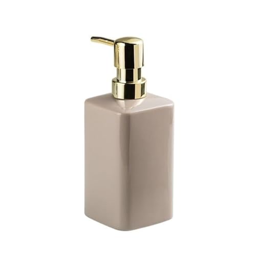 Seifenspender Seifenspender aus Keramik mit Goldener Pumpe, quadratische Lotionspenderflasche, nachfüllbarer Flüssigseifenspender for Küche, Bad und Waschraum Seifenausschütter(Grey) von JUSKAQZYI