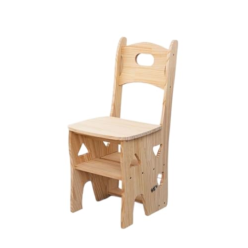 klappleiter Treppenhocker aus Massivholz, multifunktionale Klapptrittleiter mit rutschfestem, breitem Pedal, geeignet for den Innenbereich von Haushalten trittleiter von JUSKAQZYI