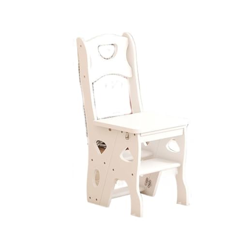 klappleiter Treppenhocker aus Massivholz mit rutschfestem, breitem Pedal, multifunktionale Klapptrittleiter, geeignet for den Innenbereich von Haushalten trittleiter(Blanc) von JUSKAQZYI