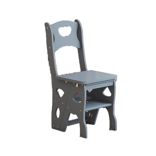 klappleiter Treppenhocker aus Massivholz mit rutschfestem, breitem Pedal, multifunktionale Klapptrittleiter, geeignet for den Innenbereich von Haushalten trittleiter(Gris) von JUSKAQZYI