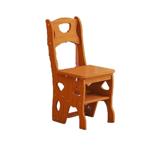 klappleiter Treppenhocker aus Massivholz mit rutschfestem, breitem Pedal, multifunktionale Klapptrittleiter, geeignet for den Innenbereich von Haushalten trittleiter(Light Walnut) von JUSKAQZYI