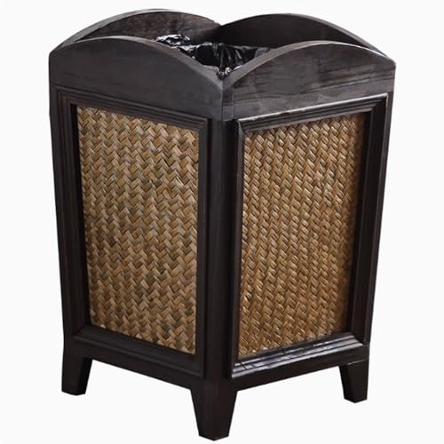 mülleimer bad Mülleimer Compatible with die Küche aus Holz und Rattan ohne Deckel effizienter Papierkorb passt unter den Schreibtisch in die Küche zu Hause im Büro 12L küche abfalleimer(Inner strip) von JUSKAQZYI
