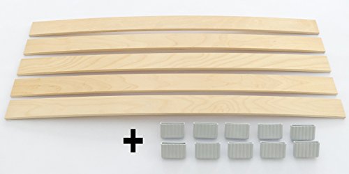 BOSSASHOP.de Set: Federholzleisten (8x50mm) + Befestigungs Kappen zur Selbstmontage für Futon, Bett oder Caravan | Stärke/Höhe 8mm x Breite 50mm (20 Kappen + 10 Leisten (Länge 837mm)) von JUSNOVA