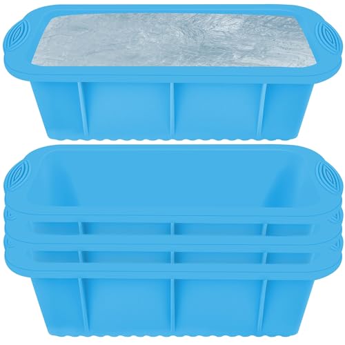 Extra große Eisblock-Forme4 Stück Eisformen für Eisbad oder Kühler, große Silikon-Eiswürfel-Formen für Kaltwannenkühler, wiederverwendbare Eiswürfel-Schüssel für Eisspeicher (Blau) von JUSONEY