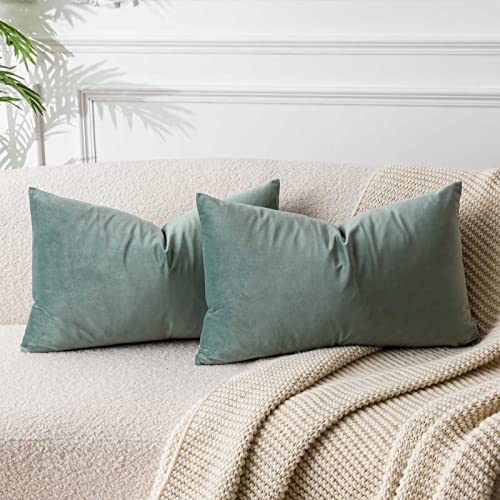 JUSPURBET Salbei Lendenkissen Samt-Kissenbezüge 30cmx50cm 2er-Set für Wohnzimmer Couch Sofa Schlafzimmer Dekorative Rechteckig Feste Weiche Kissenhüllen mit unsichtbarem Reißverschluss JUSPURBET Salbei Lendenkissen Samt-Kissenbezüge 30cmx50cm 2er-Set für Wohnzimmer Couch Sofa Schlafzimmer Dekorative Rechteckig Feste Weiche Kissenhüllen mit unsichtbarem Reißverschluss von JUSPURBET
