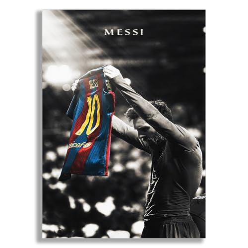 JUSTGOODMOOD® Poster Fußball Lionel Messi Nummer 10 bei Fc Barcelona als Deko Print ohne Rahmen (30x40cm) von JUST GOOD MOOD