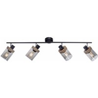 Beweglicher Deckenstrahler Rauchglas Holz E27 4-flammig von JUST LIGHT GmbH