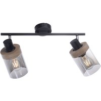 Beweglicher Deckenstrahler Rauchglas Holz E27 L:64 cm von JUST LIGHT GmbH