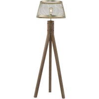 Tripod Stehlampe Holz Metall in Messing matt E27 145 cm Tripod Stehlampe Holz Metall in Messing matt E27 145 cm von Just Light