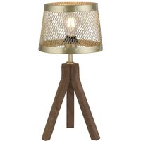 Tripod Tischlampe Holz Metall in Messing matt E27 44 cm von JUST LIGHT GmbH