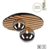 Wohnliche Deckenlampe Glaskugeln Holz G9 Ø38,5 cm Natur von Just Light