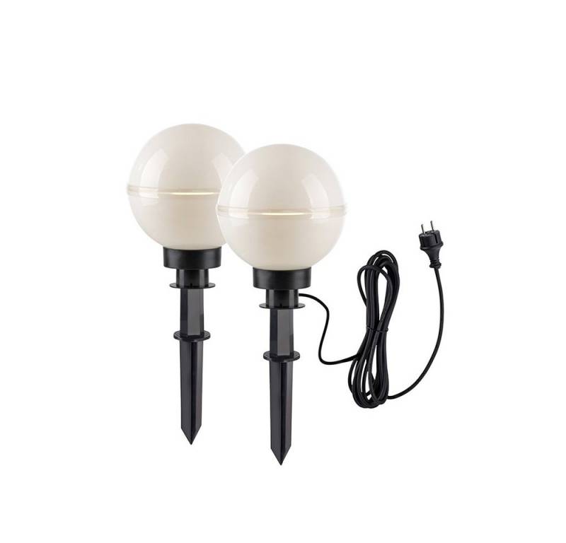 JUST LIGHT Gartenstrahler Kugelleuchte Gartenlampe 2er SET, IP44 spritzwassergeschützt, ohne Leuchtmittel, Erdspieß, weiß, spritzwasserschutz von JUST LIGHT