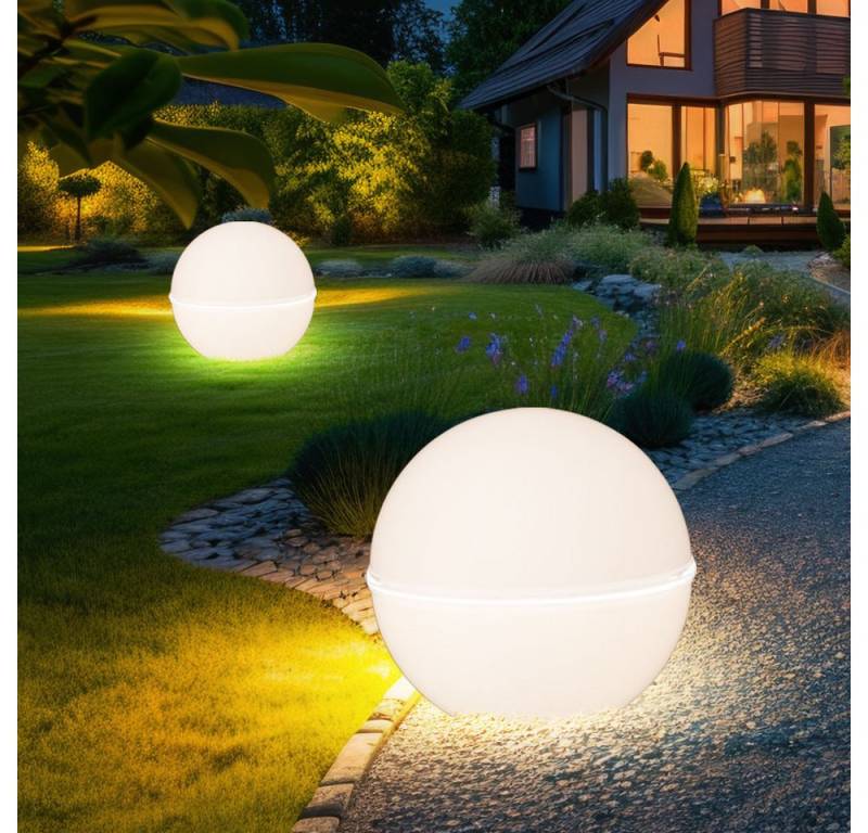 JUST LIGHT Kugelleuchte, Leuchtmittel nicht inklusive, Kugelleuchte Außenlampe Gartenleuchte weiß Leuchtkugel H 71 cm 2er Set von JUST LIGHT