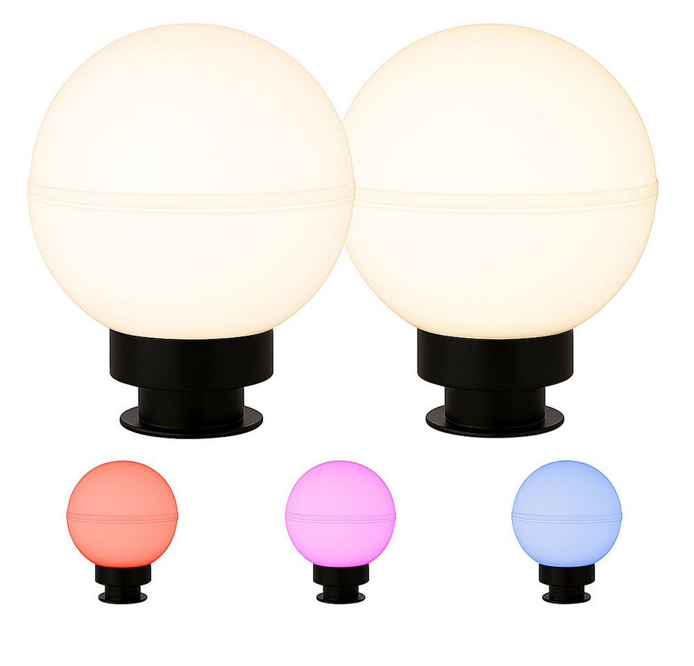 JUST LIGHT Kugelleuchte, Leuchtmittel inklusive, Kaltweiß, Warmweiß, Neutralweiß, Tageslichtweiß, Farbwechsel, Kugelleuchte Stecklampe Außenlampe weiß Erdspieß Smart LED 2er Set von JUST LIGHT