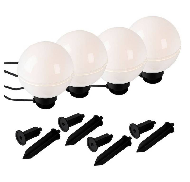 JUST LIGHT Kugelleuchte, Leuchtmittel nicht inklusive, Kugelleuchte Stecklampe Außenlampe weiß Erdspieß E27 Kabel 5m 4er Set von JUST LIGHT