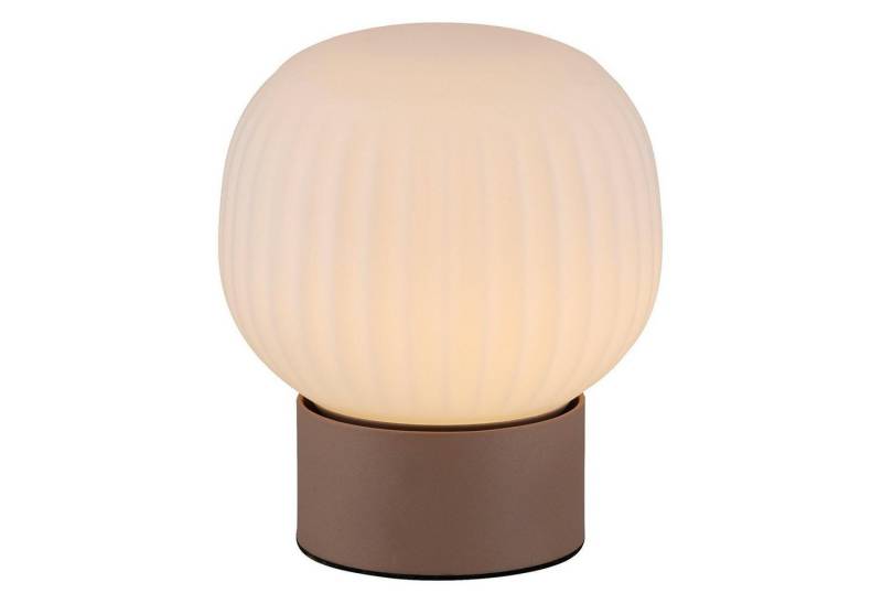 JUST LIGHT LED Tischleuchte NAMI, Sandbraun, Glas, Metall, Ø 15 x H 18 cm, LED fest integriert, Extra-Warmweiß von JUST LIGHT