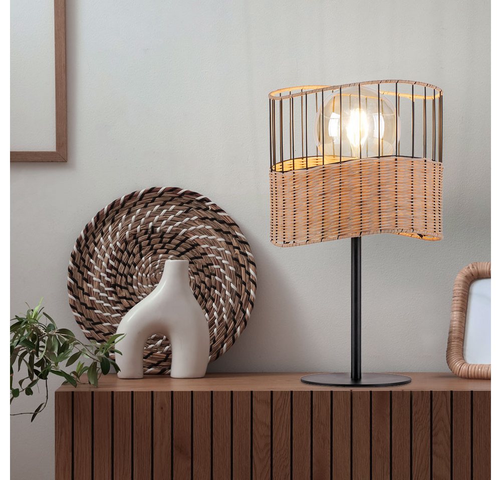 JUST LIGHT Stehlampe, Leuchtmittel nicht inklusive, Tischleuchte Wohnzimmerlampe Metall schwarz Holzgeflecht E27 H 42 cm JUST LIGHT Stehlampe, Leuchtmittel nicht inklusive, Tischleuchte Wohnzimmerlampe Metall schwarz Holzgeflecht E27 H 42 cm von JUST LIGHT