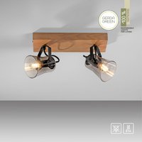 JUST LIGHT.  Deckenleuchte GREEN LANGSTRÖM, 2x E14/10Watt max., Holz-natur von JUST LIGHT