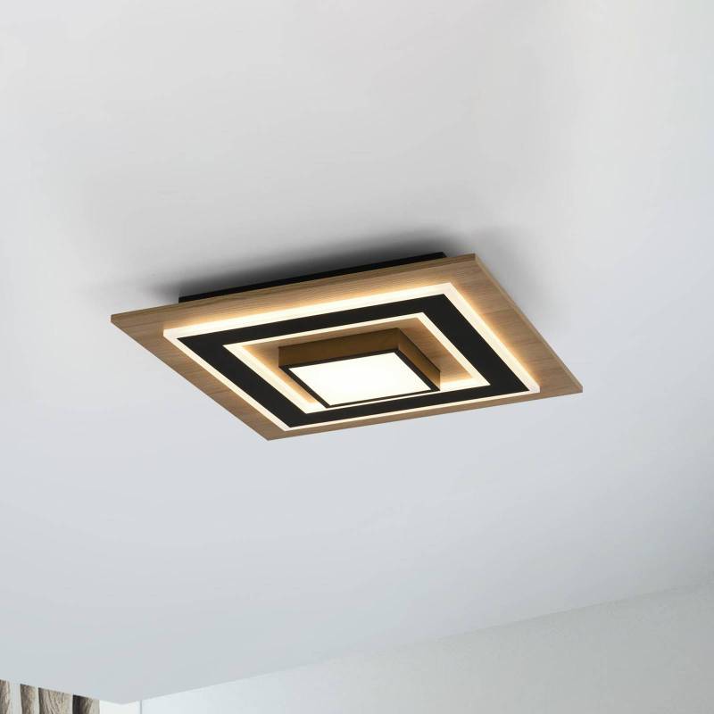 JUST LIGHT. LED-Deckenlampe Tola, eckig, 2-fl., Holz, 3000 K von JUST LIGHT. GmbH