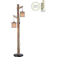 JUST LIGHT. Stehleuchte GREEN TRIBU, 2x E27/10,00Watt max., Eukalyptusholz, Taupe von JUST LIGHT