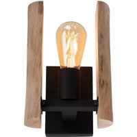 LeuchtenDirekt, Wandleuchte 1-flammig, E27, seitliche Elemente aus Eukalyptusholz, Holz-natur  LOG von JUST LIGHT