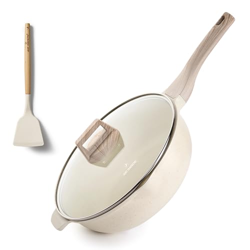 JUST PERFECTO Pfanne Bratpfanne Wokpfanne Induktion mit Deckel - Beschichtete Pfanne - Bratpfanne hoher rand - Non stick Pan Für alle Herdarten - Antihaft Pfanne ohne PTFE und PFOA von JUST PERFECTO HOUSEHOLD APPLIANCES