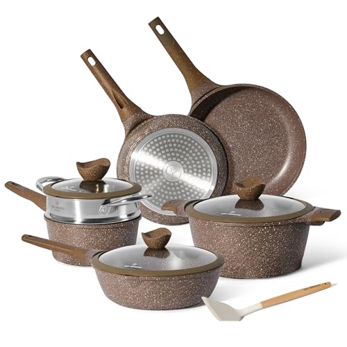 JUST PERFECTO Topfset und Pfannenset Induktion - Pfannenset mit deckel - Pots & Pans sets - töpfe und pfannen set ohne ptfe und pfoa - topf und pfannenset Aluminium mit Antihaftbeschichtung 14 pcs von JUST PERFECTO HOUSEHOLD APPLIANCES