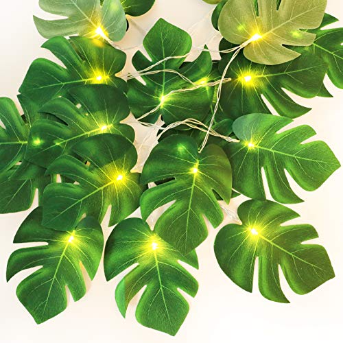 Blätter Licht,JUSTDOLIFE LED Lichterkette Monstera Lichterketten 6.56ft Blätter Licht Dekoration 10-LED Lichterkette mit grünen Monstera-Blättern von JUSTDOLIFE