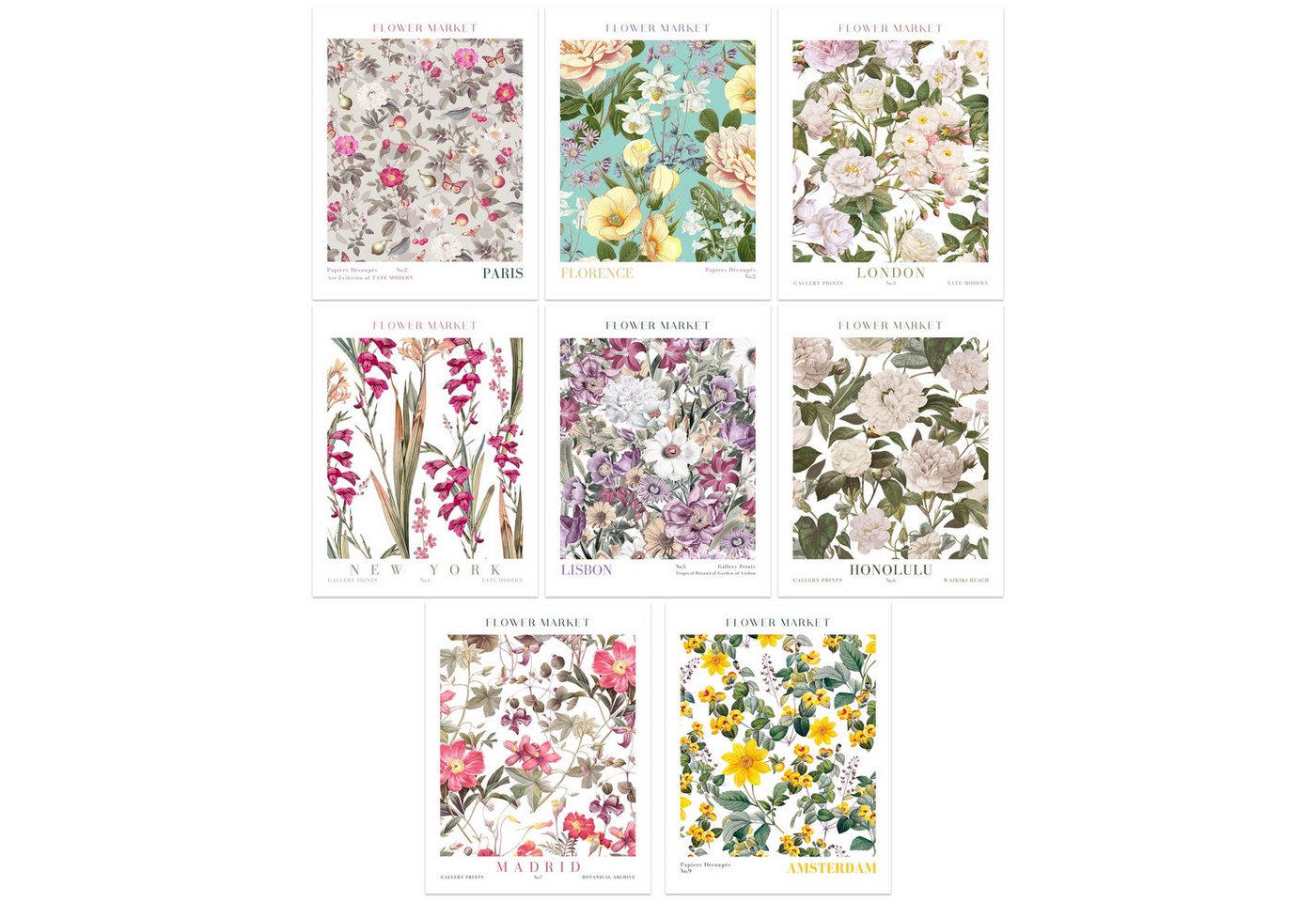 JUSTGOODMOOD Poster Blumen Markt, Honolulu (1 St), verschiedene Größen wählbar von JUSTGOODMOOD