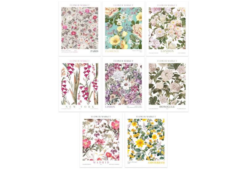 JUSTGOODMOOD Poster Blumen Markt, Honolulu (1 St), verschiedene Größen wählbar von JUSTGOODMOOD